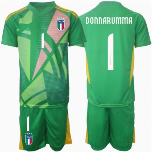 Fotballdrakt Barn Italia Gianluigi Donnarumma #1 Keeper Bortedraktsett EM 2024 Kortermet (+ Korte bukser)